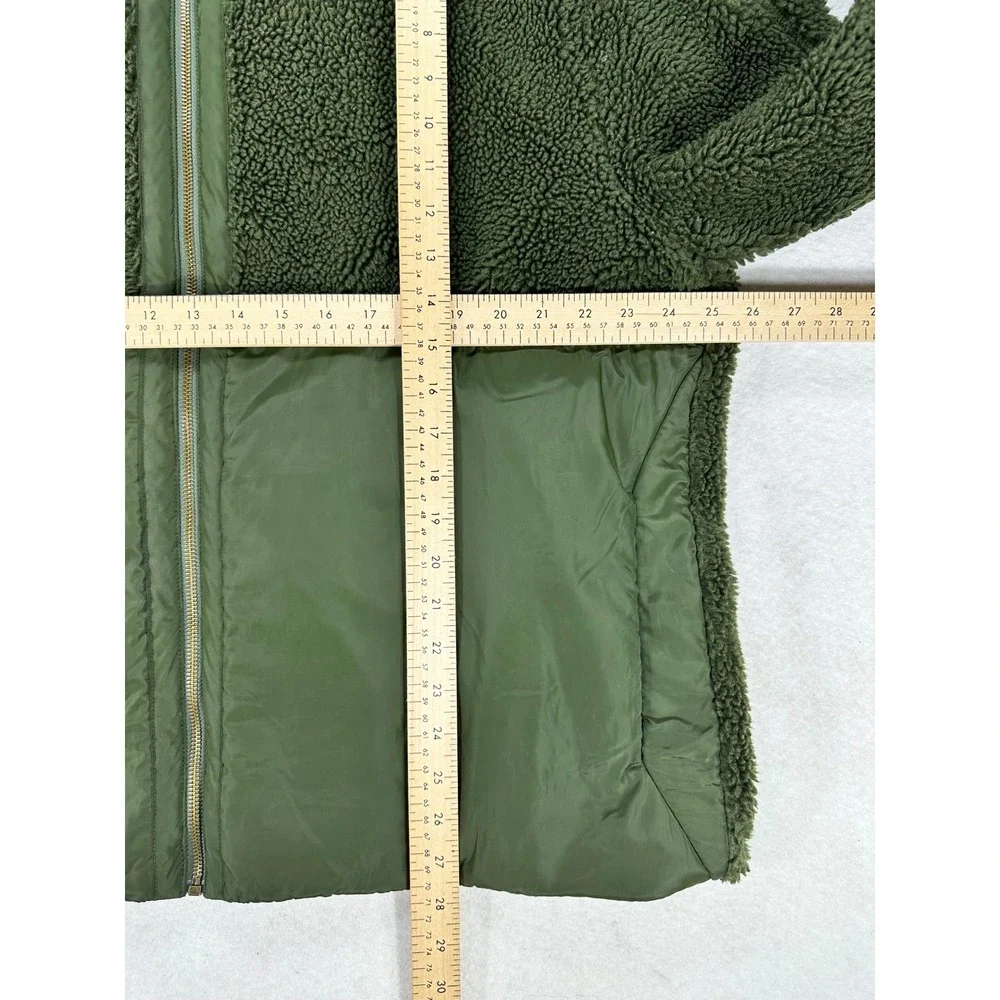 Banana Republic Mens XL Olive Green Sherpa Fleece Mixed Media Full Zip Jacket